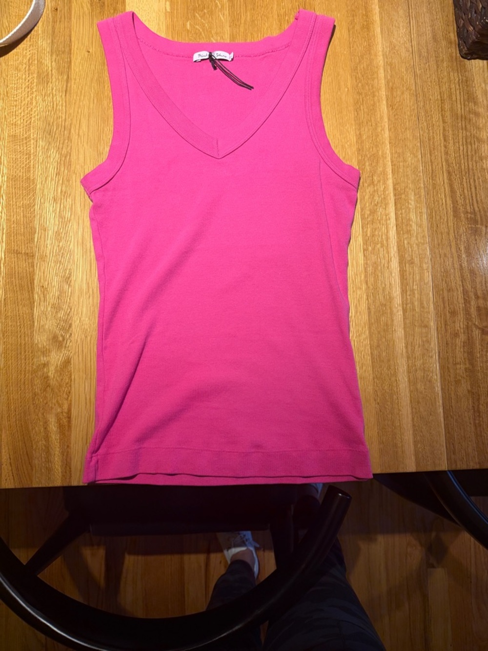 Michael Stars Hot Pink V-Neck Tank one size fits most NWOT